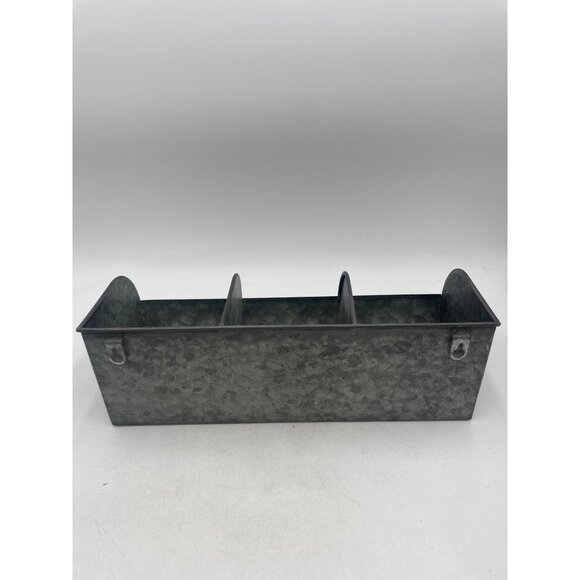 Galvanized Metal 3-Compartment Organizer For Storage Display Or Rustic Decor - Picture 4 of 7